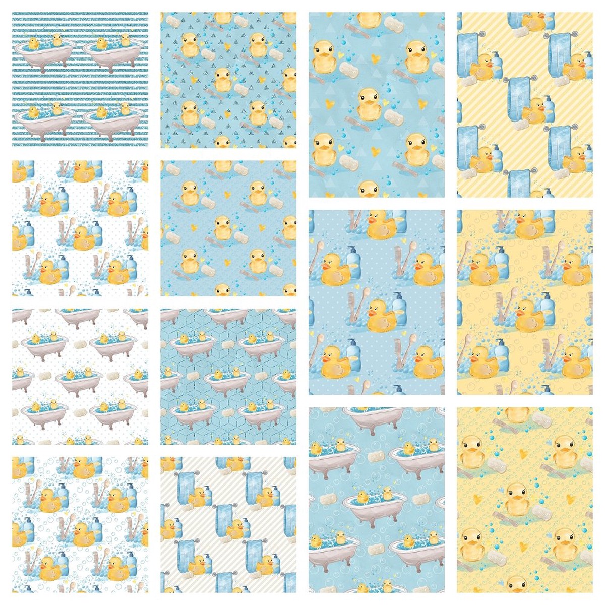 Watercolor Rubber Ducks Layer Cake - 14 Pieces