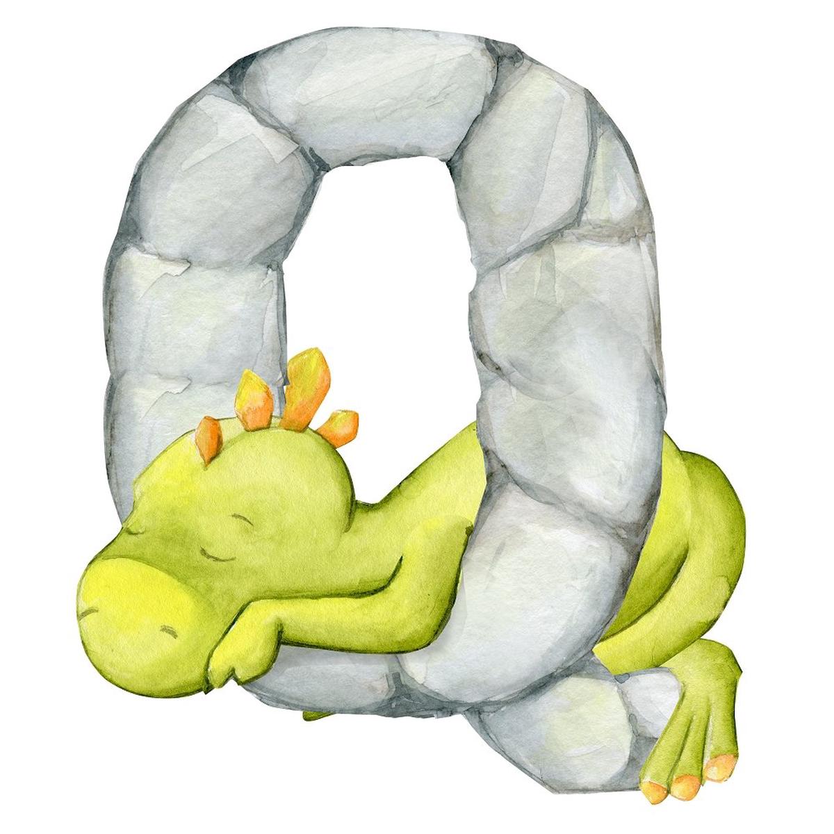 Cute Dinosaur "Q" Fabric Panel