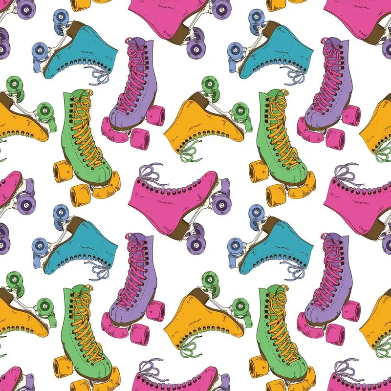 Retro Roller Skates Fabric