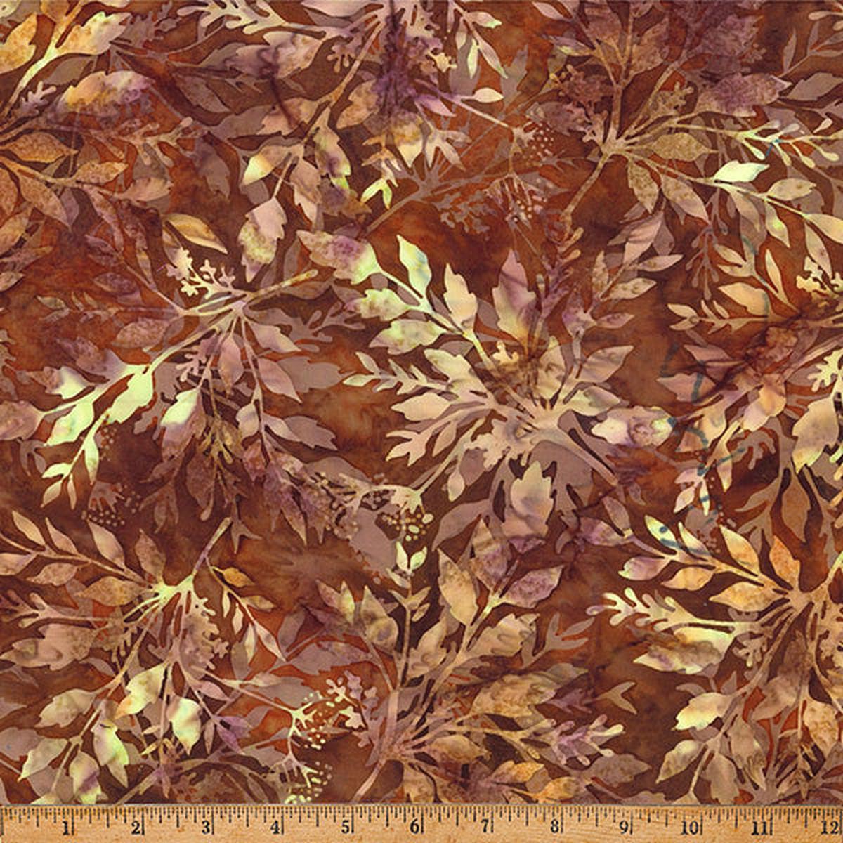 2026-2027 Hoffman Challenge Coffee Shoppe Batik Quilt Fabric - Paisley/Leafy in Pecan - X2646-573-Pecan