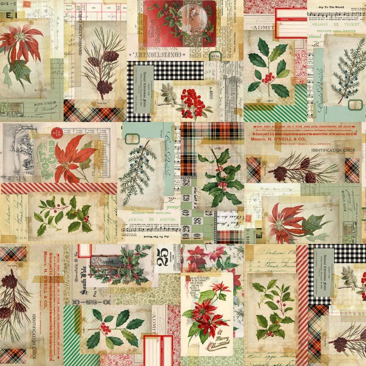 Holidays Past - Backing Fabric Holidays Past Collage Multi
