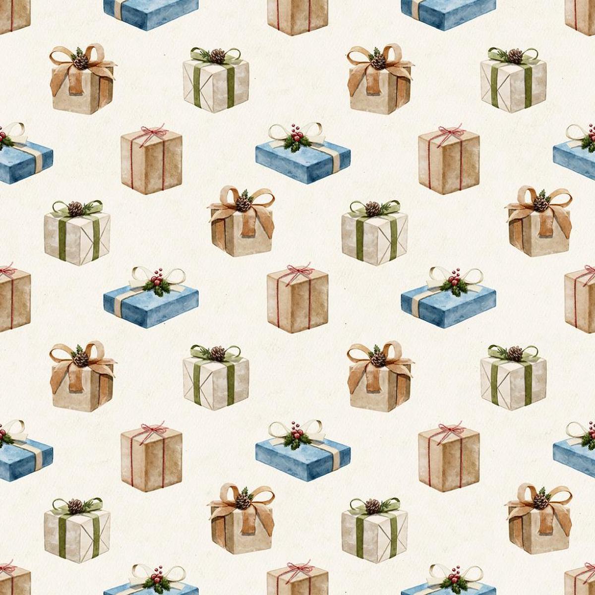 Christmas Presents Fabric - Cream