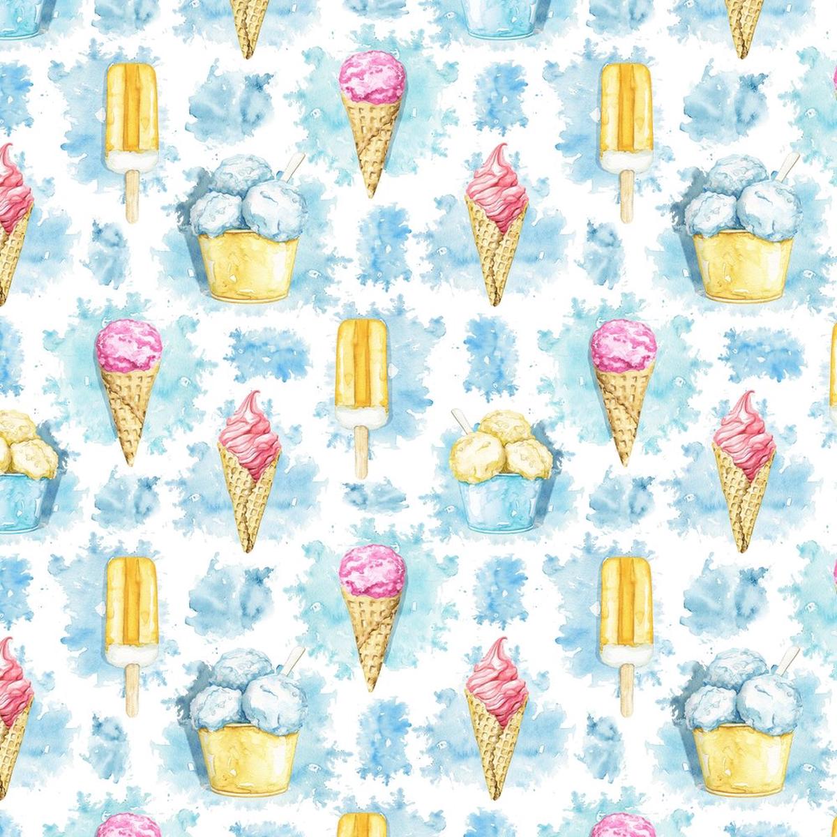 Loads Of Ice Cream Fabric - Blue