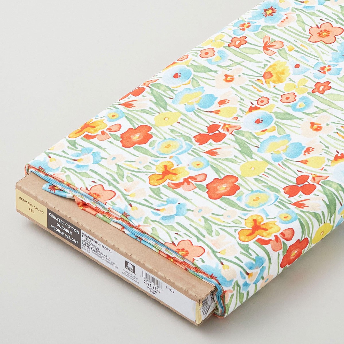 Orange Blue Floral Fields 8 Yard Bolt