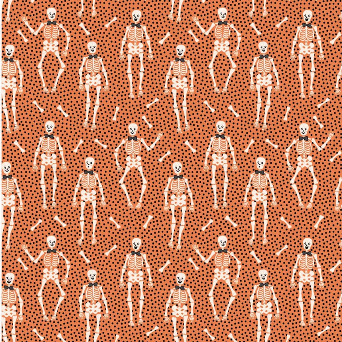 Sweet Tooth - Bones - Orange 44" / 45" Fabric Per Yard