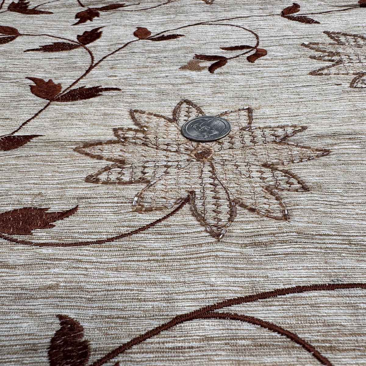 White/Tan with Autumn Flowers