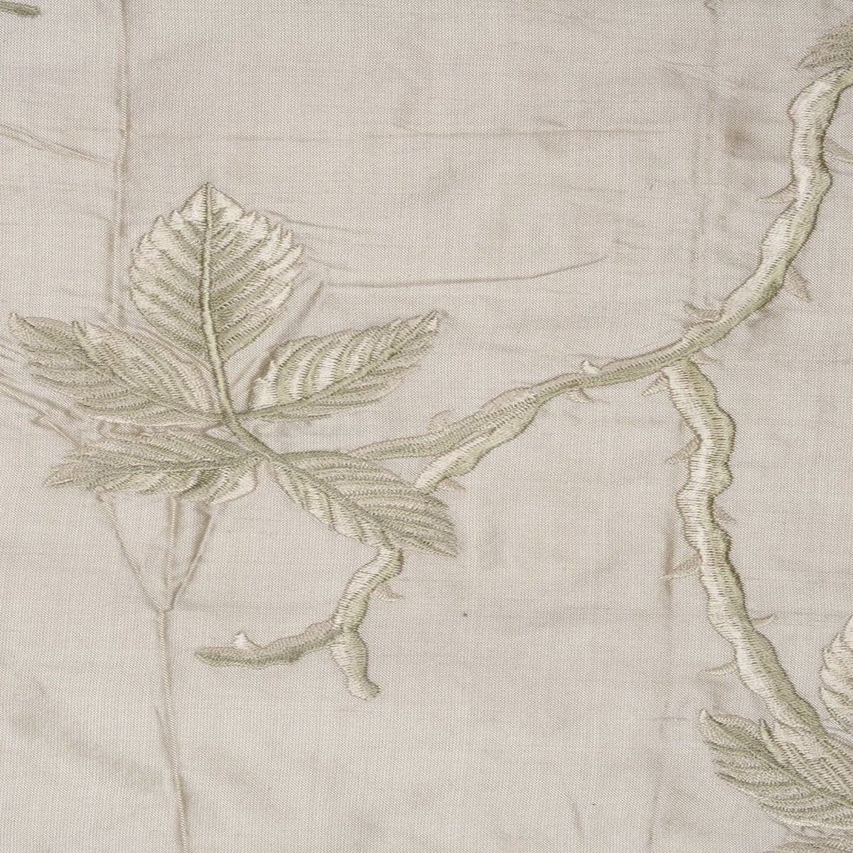 Beige 218 Embroidered Dupioni Silk