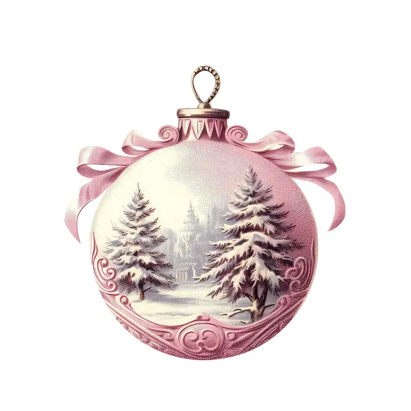 Pink Vintage Ornament Fabric Panel