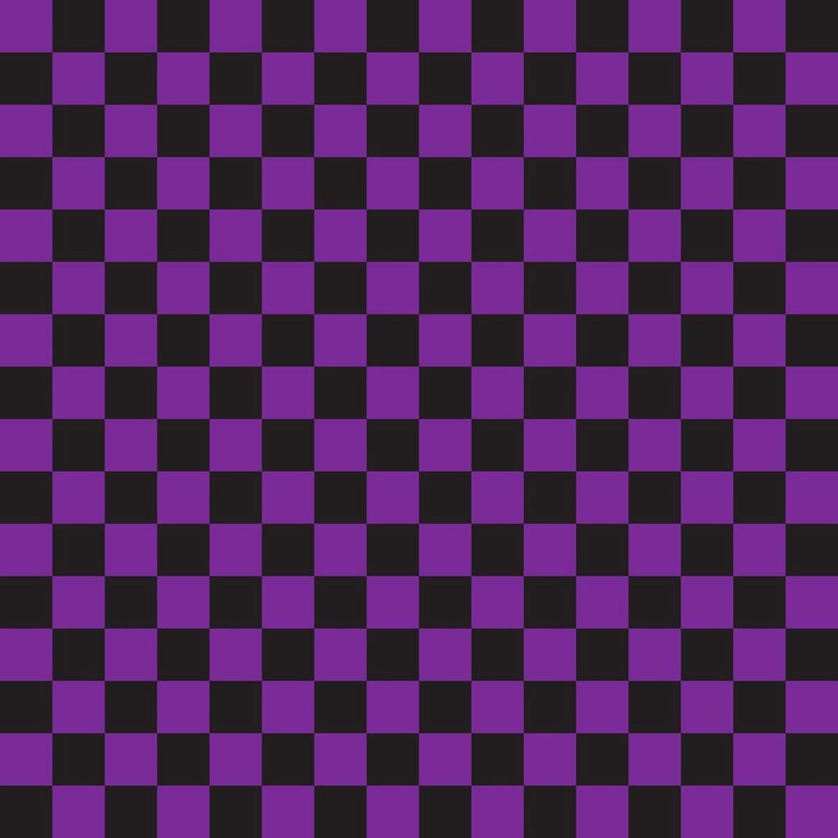 Checkered Basics Fabric - Grape on Black