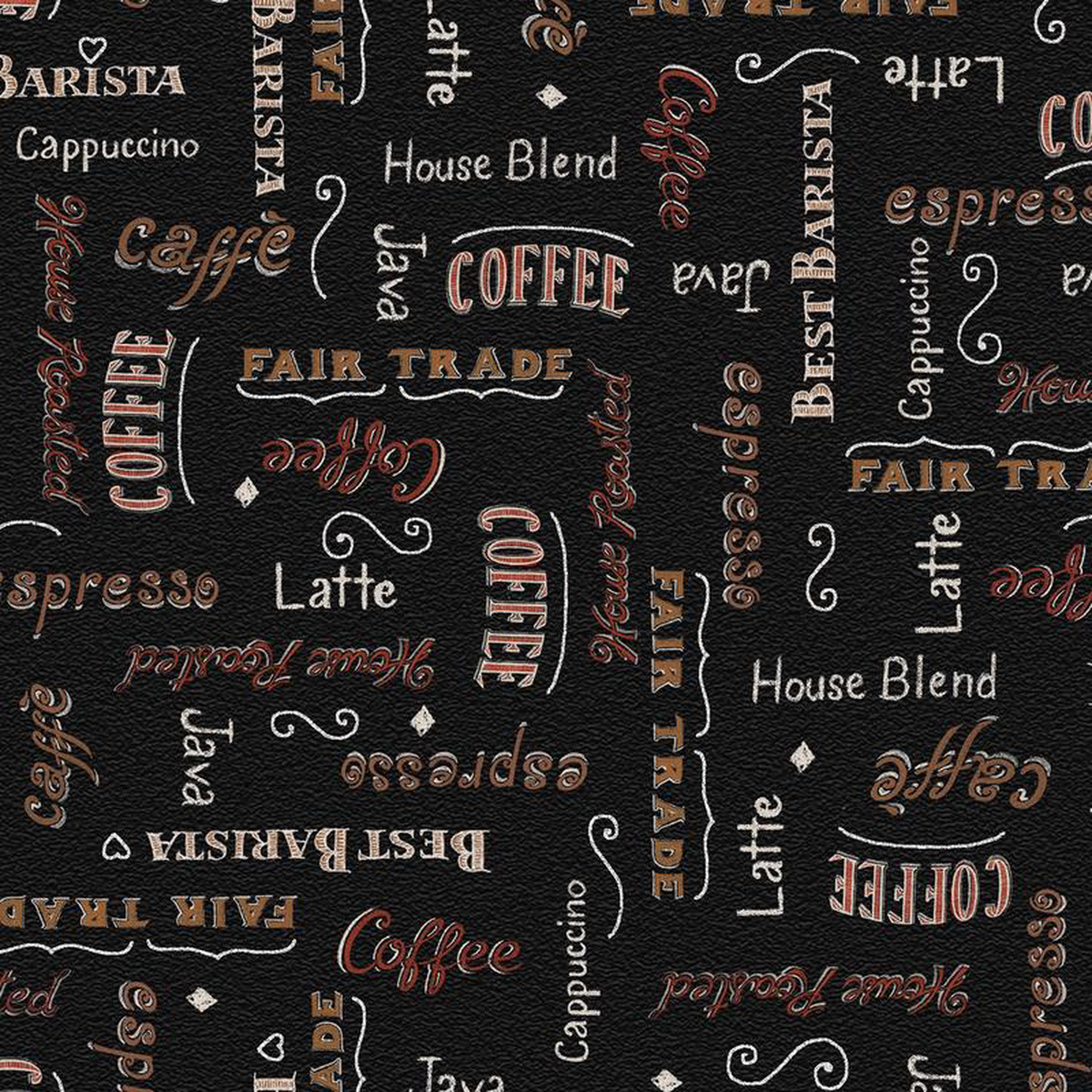 Fabric P 038 B Textiles Coffee Phrases 4-Way Morning Treat by the Quarter Yard MTRE6104-K