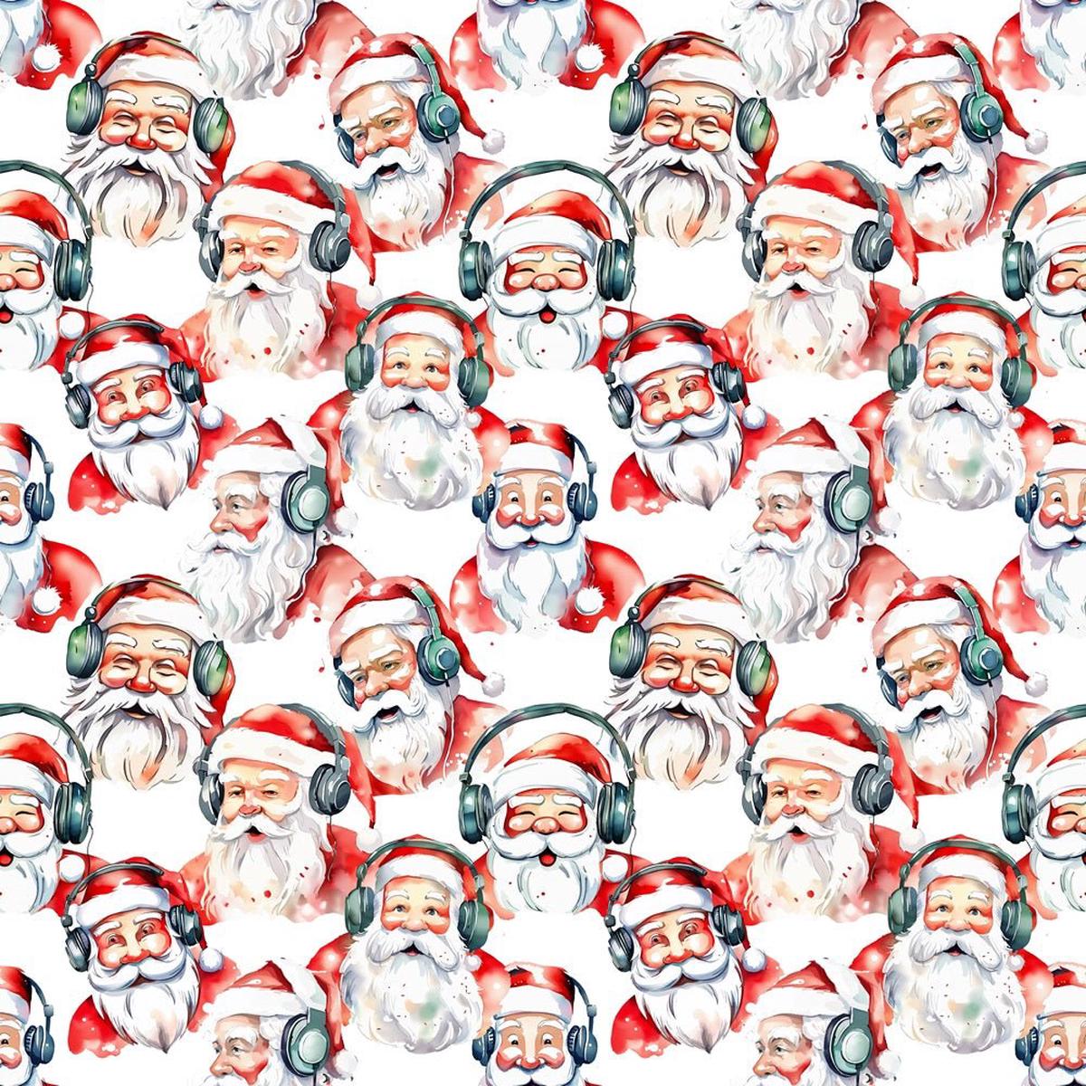 Santa Wearing Headphones Fabric