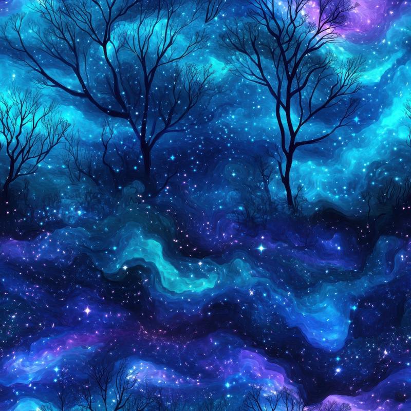 Aurora Starry Night Sky Pattern 12 Quilting Cotton Fabric