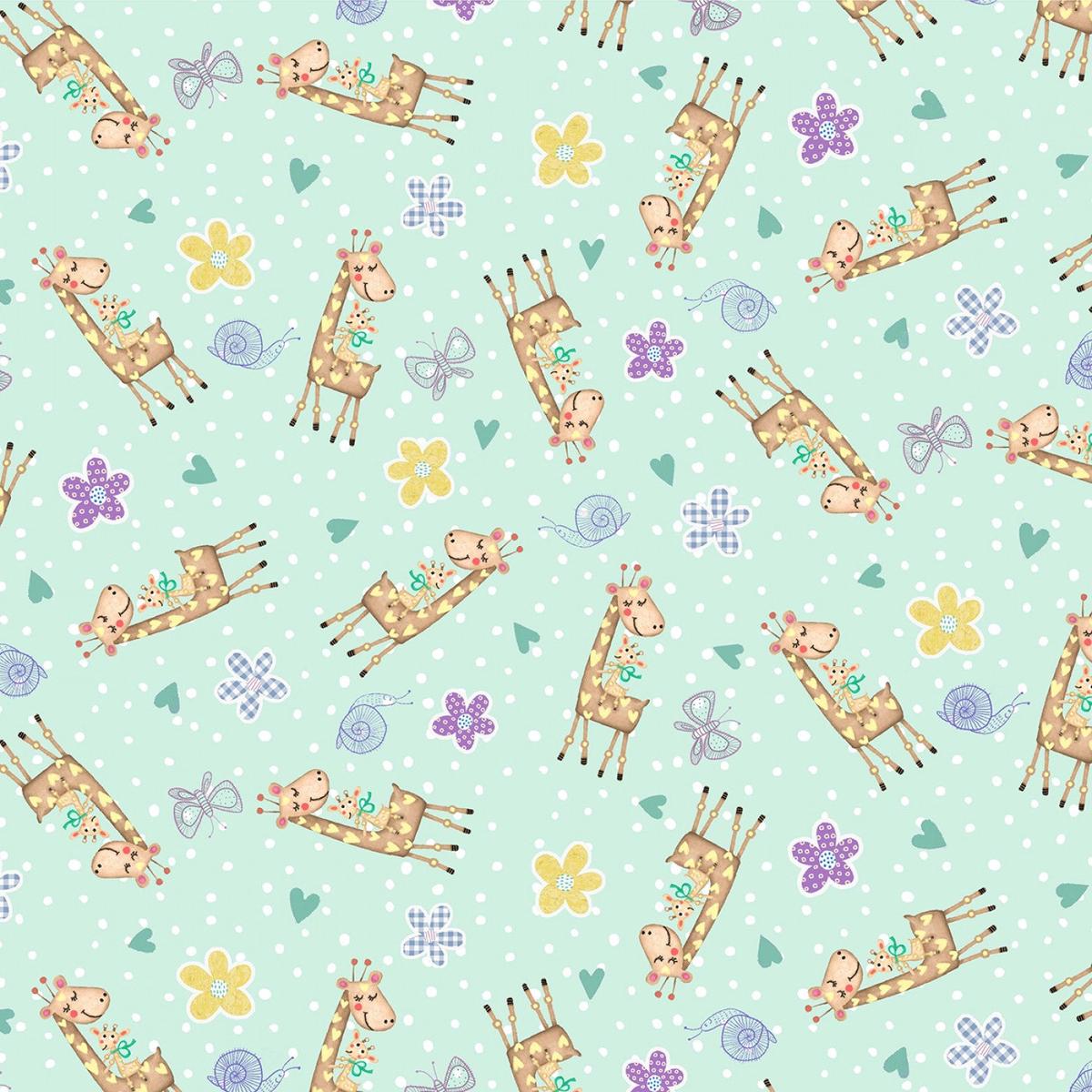 Baby Love - Mint Baby Giraffe by Tracy Cottingham for Michael Miller Fabrics