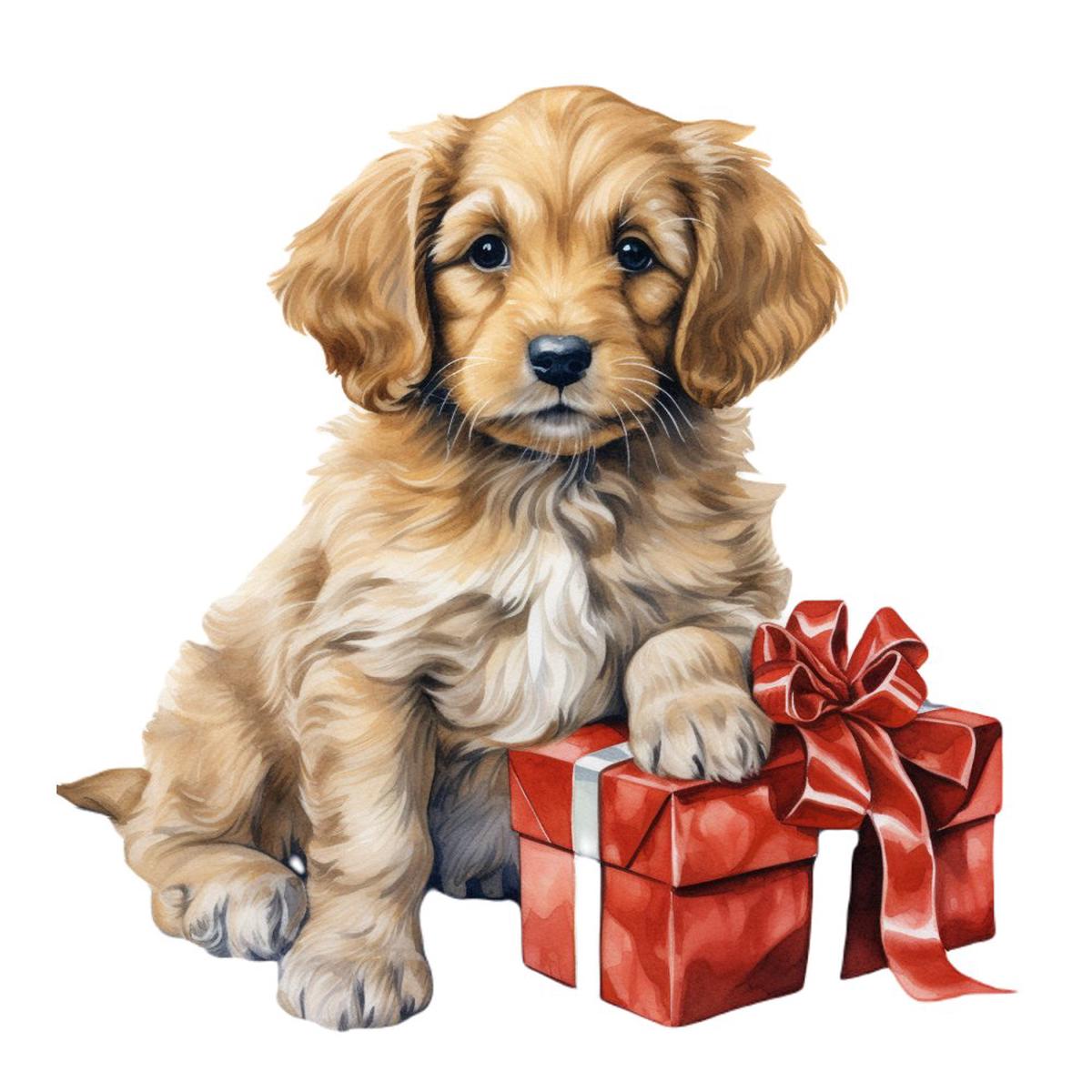 Christmas Animals Puppy 1 Fabric Panel