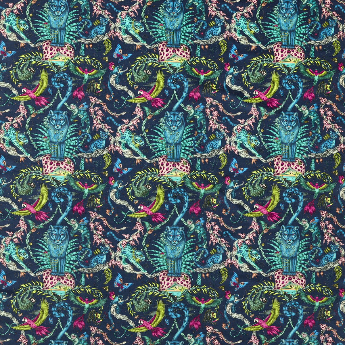 CLARKE AND CLARKE - BOSQUE DREAMS VELVET- NAVY - Fabric by the Yard