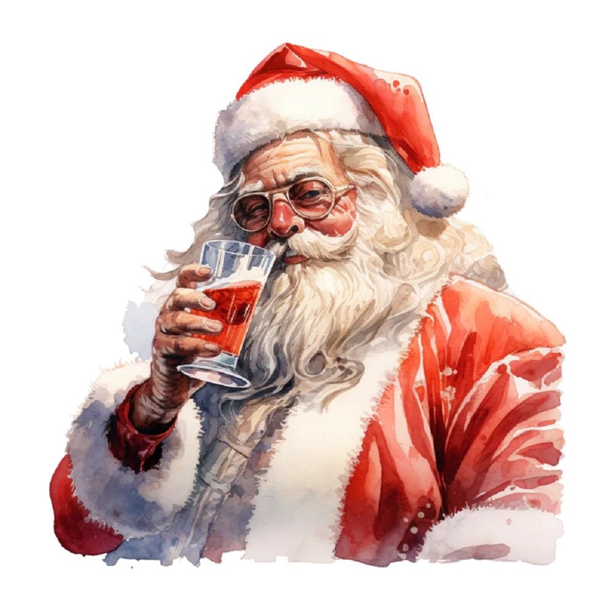 Santa Drinking Cider 5 Fabric Panel