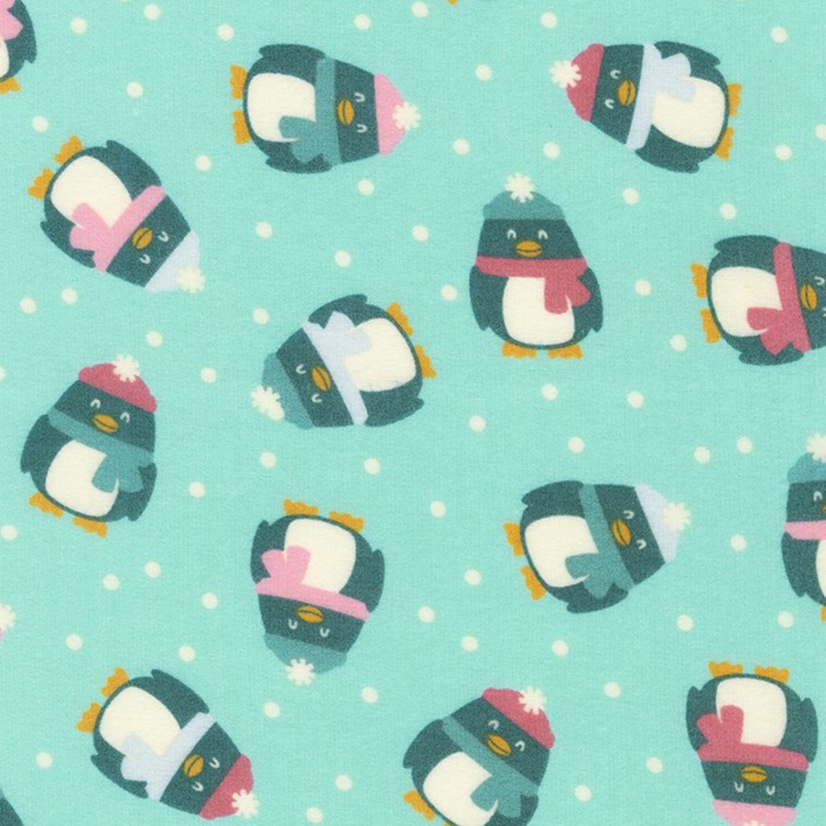Snow Snuggles Penguins Mist Flannel