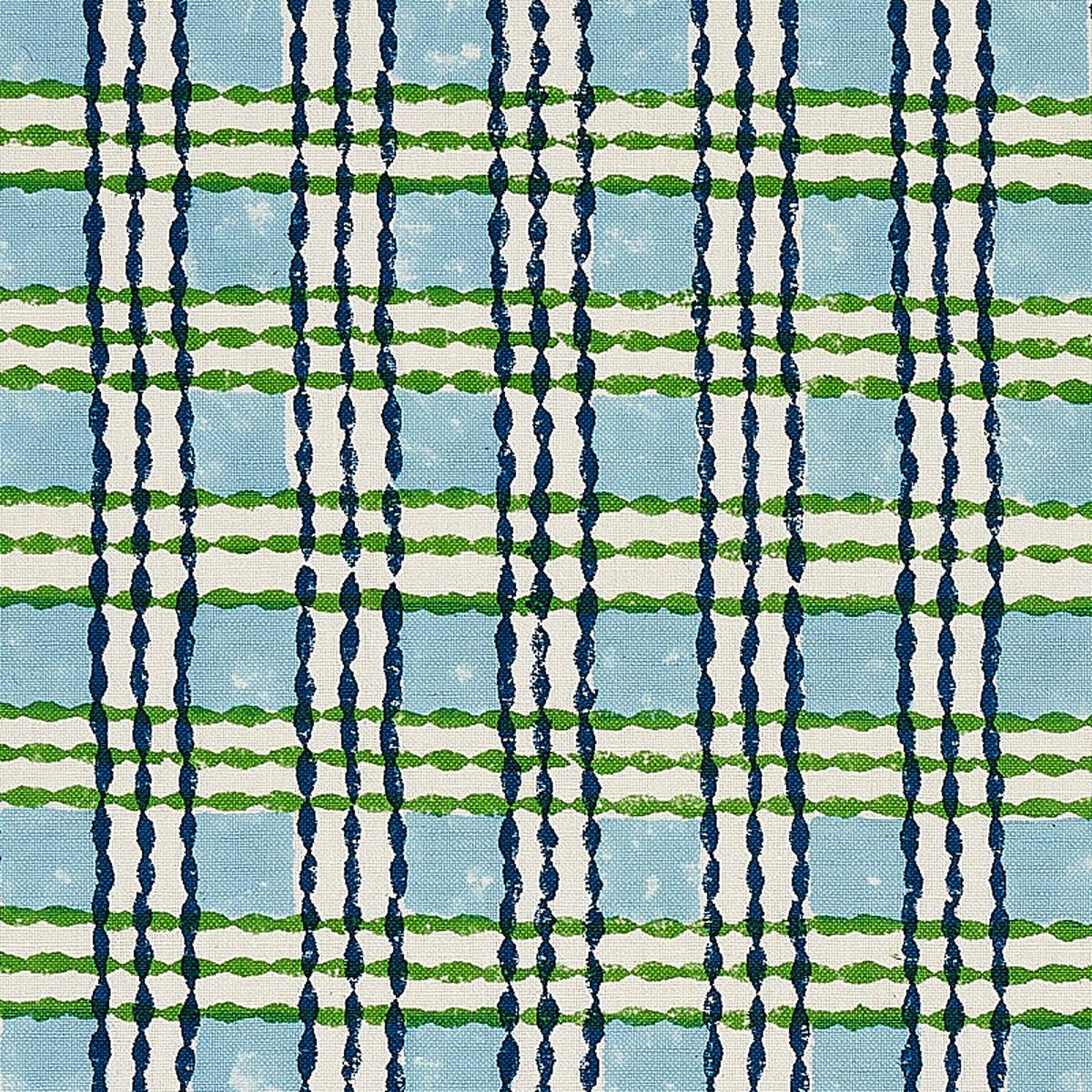 Trellis Hand Block Print Sky and Grass Fabric