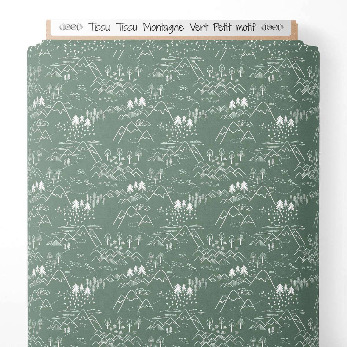 Tissu - Tissu Montagne Vert Petit motif