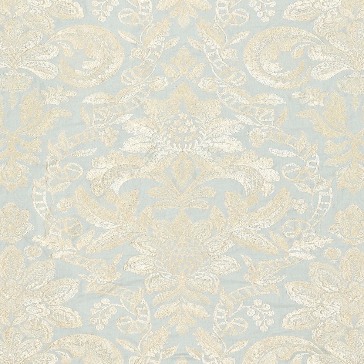 Elizabeth Damask Embroidery - Aquamarine by Scalamandre Fabric