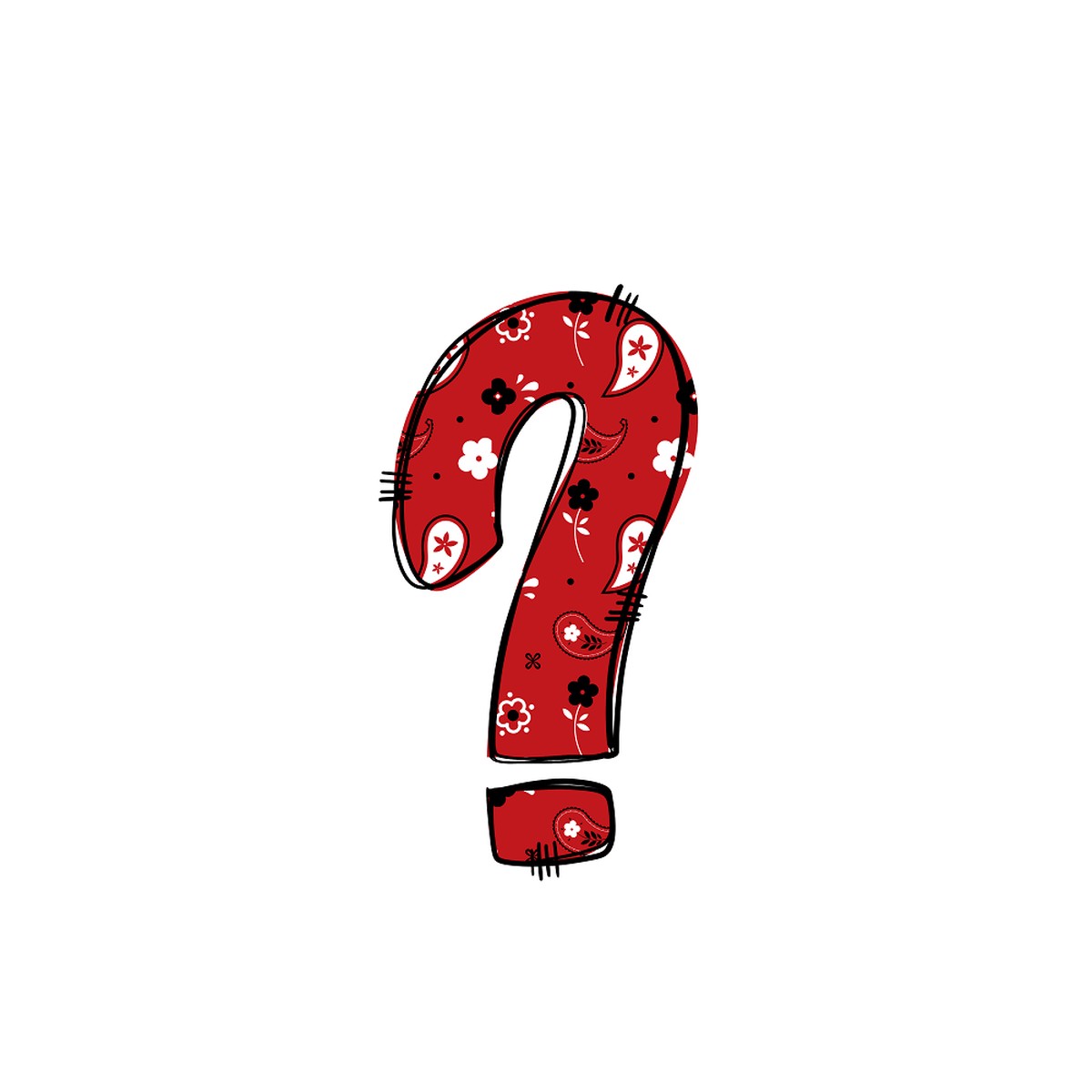 Western Cowboy Question Mark Paisley Fabric Panel