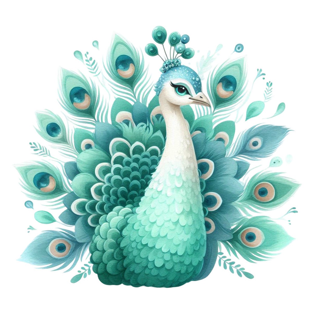 Cute Adorable Peacocks Fabric Panel 16