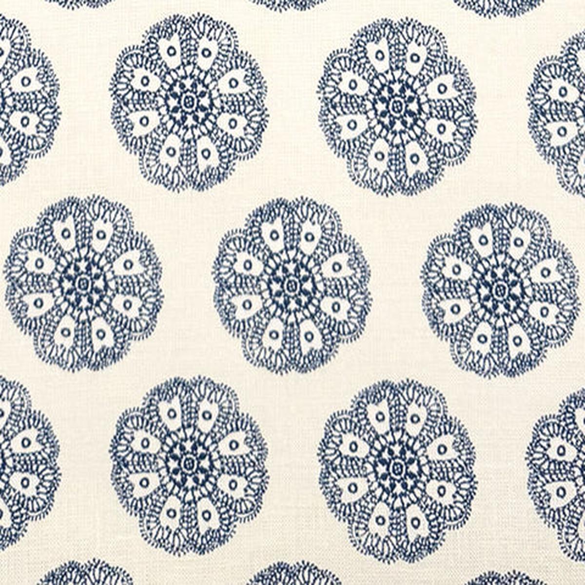 Home Couture Fabric: Jeanne Petite Fleur - Custom Navy on White 100% Belgian Linen