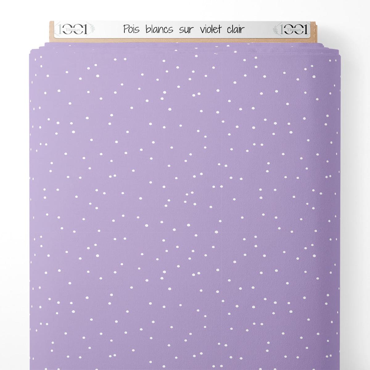 Tissu - Pois blancs sur violet clair