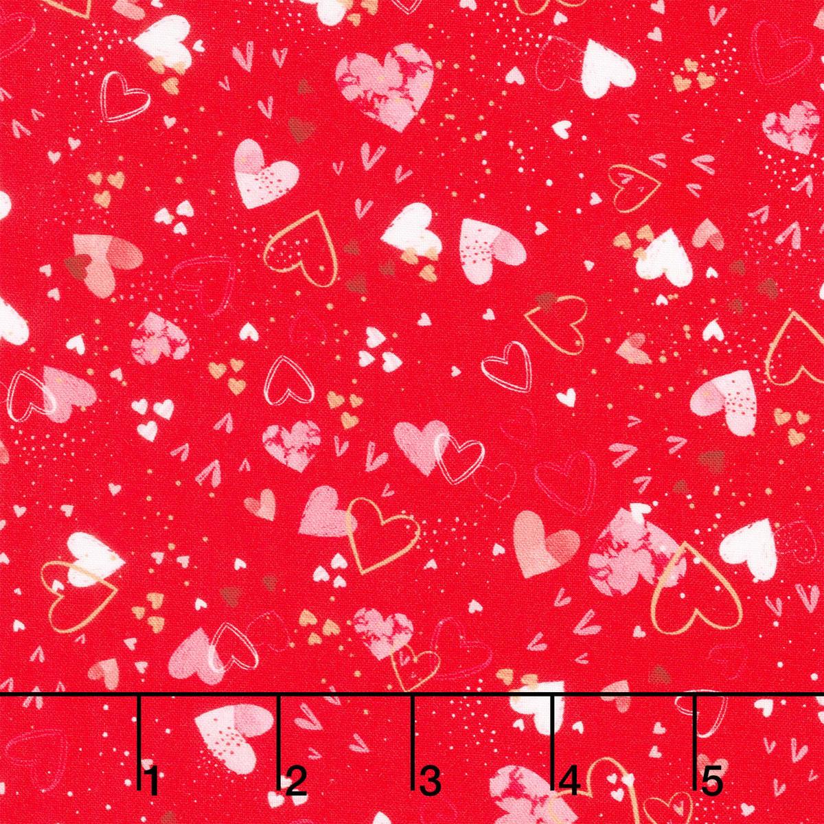 Charming Love - Tossed Small Hearts Valentine Yardage