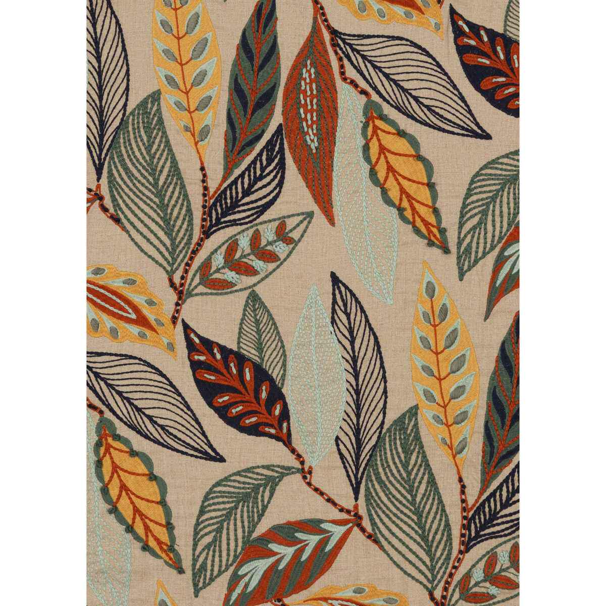 Fd766h430 Forest Leaves Indigo Teal Mulberry Fabric
