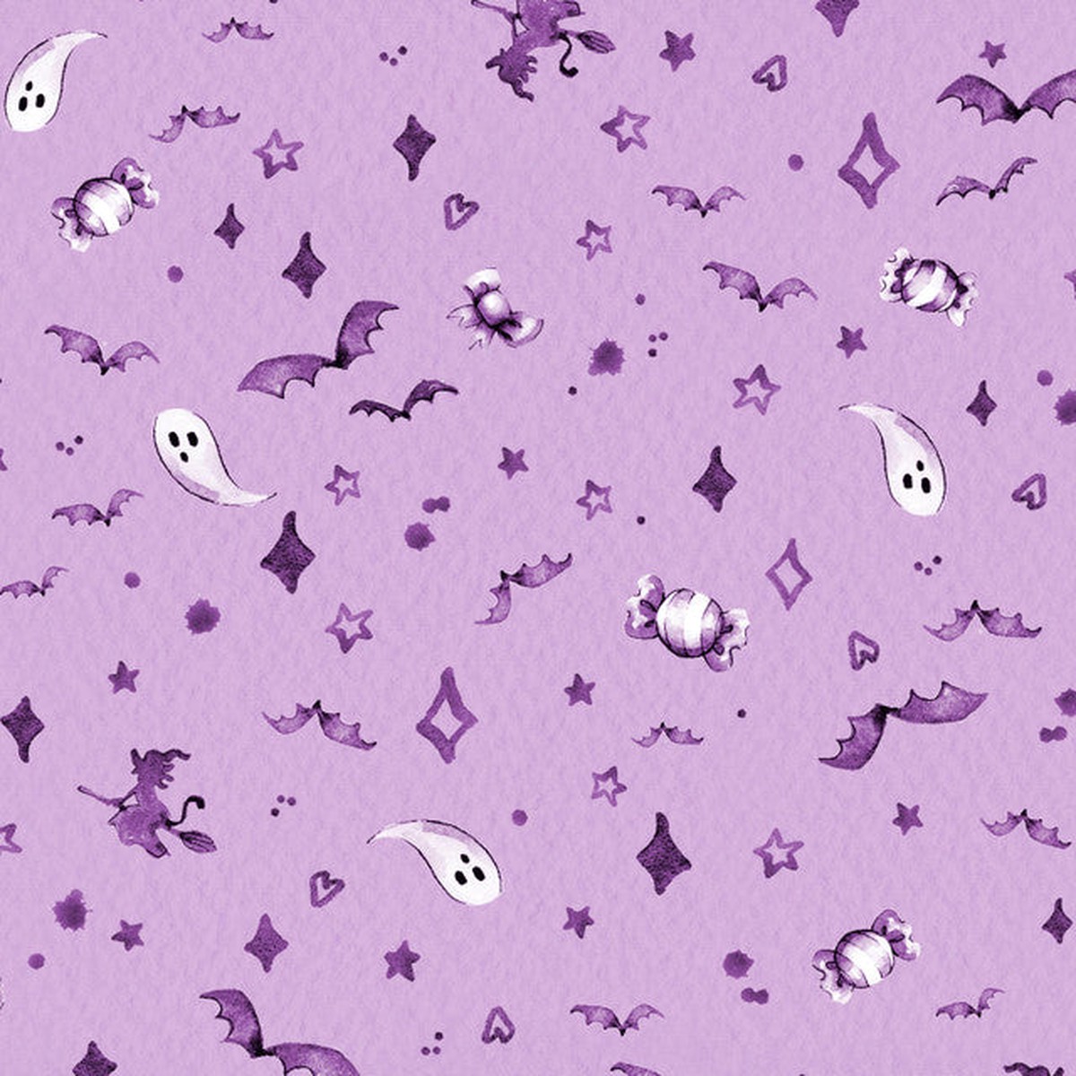 Halloween Mini Motifs Purple Cotton 44"/45" Fabric Per Yard