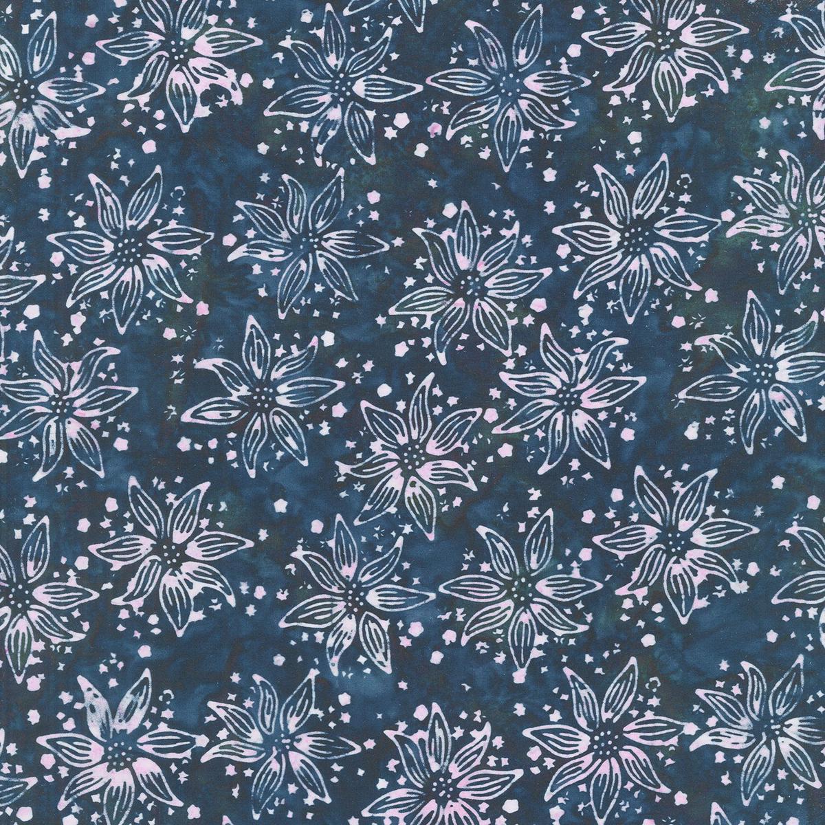 Shadow Blooms Batiks - Large Floral Teal Bridgewater Yardage
