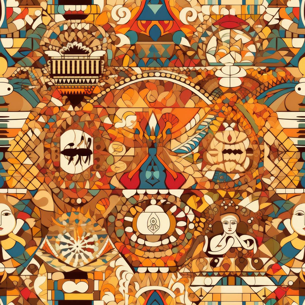 Mosaic Art Pattern 13 Quilting Cotton Fabric