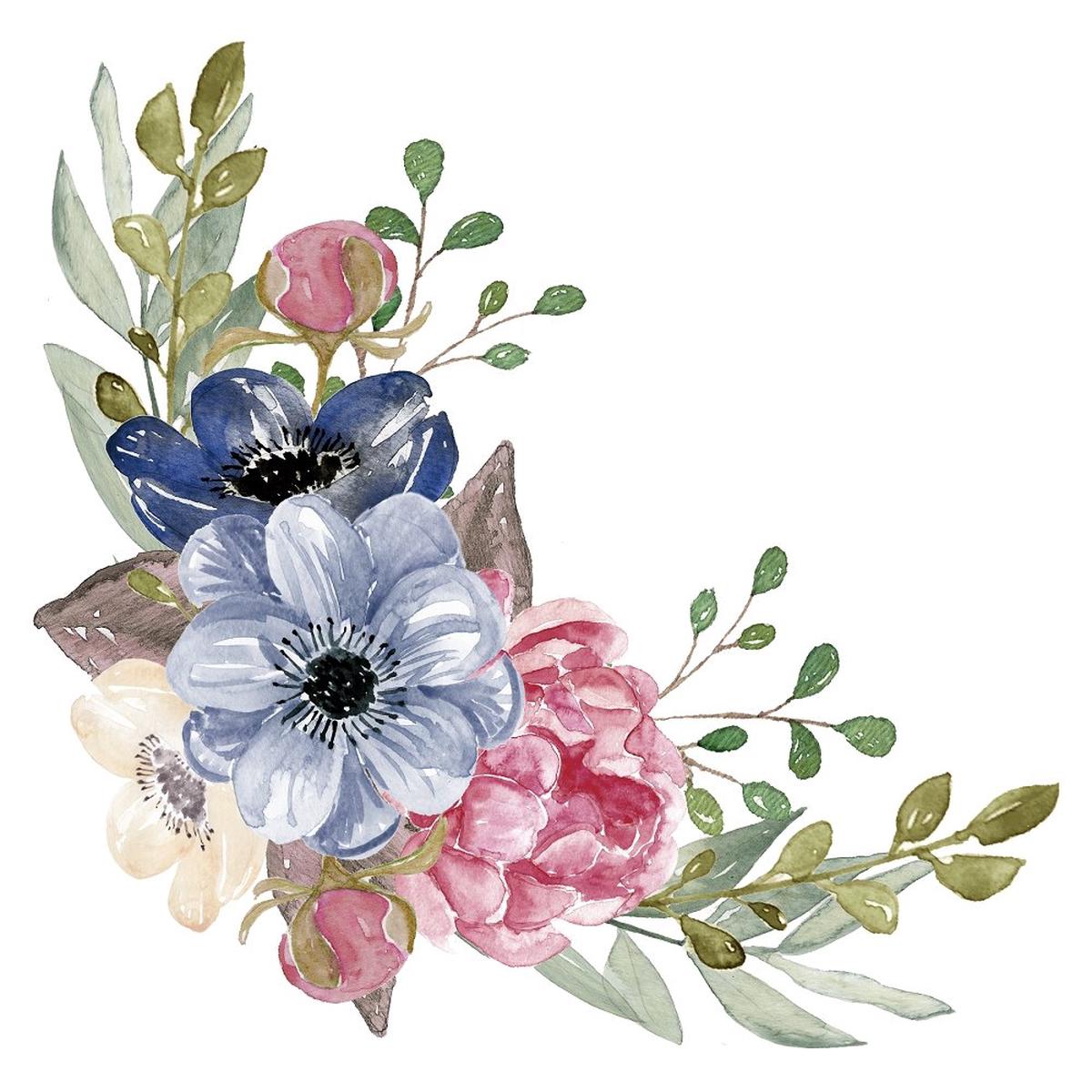 Peonies Wreath Arrangement 3 Fabric Panel