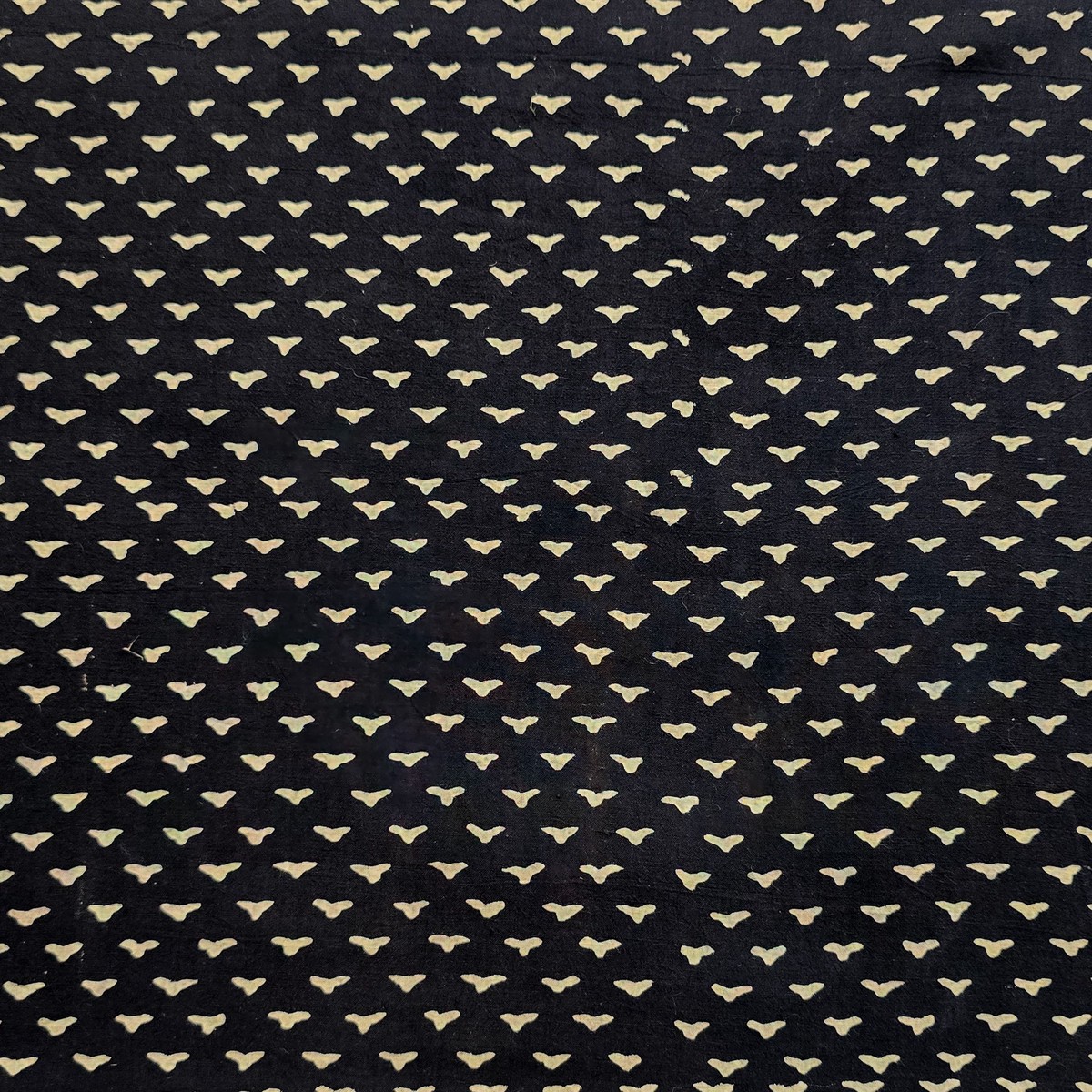 Pure Cotton Ajrak Black With Cream Tiny Arrow Motifs Hand Block Print Fabric