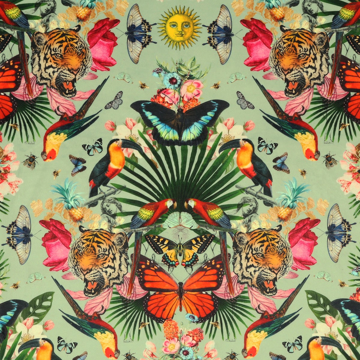 Carrie Neely Paradise Lost Velvet Fabric Mint