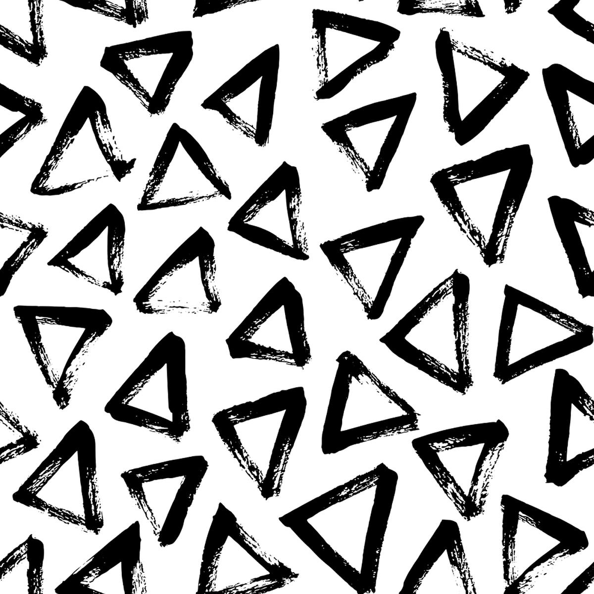 Hand Drawn Triangles Fabric - Black/White