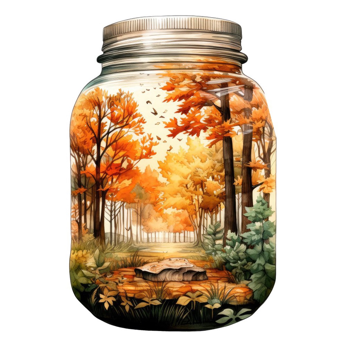 Fall in a Jar Forest Fabric Panel