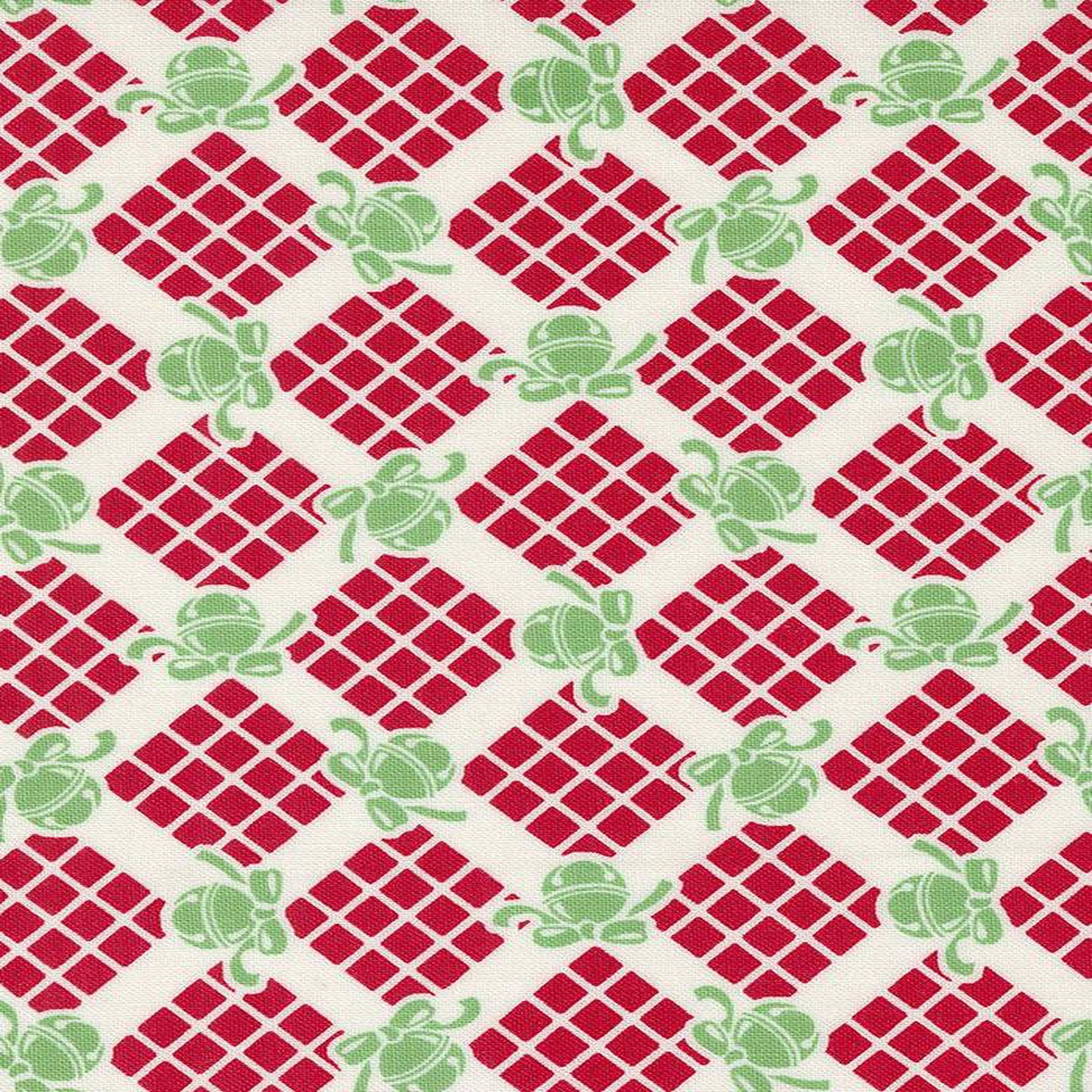 Kitty Christmas Bells and Checks By Urban Chiks For Moda Snow