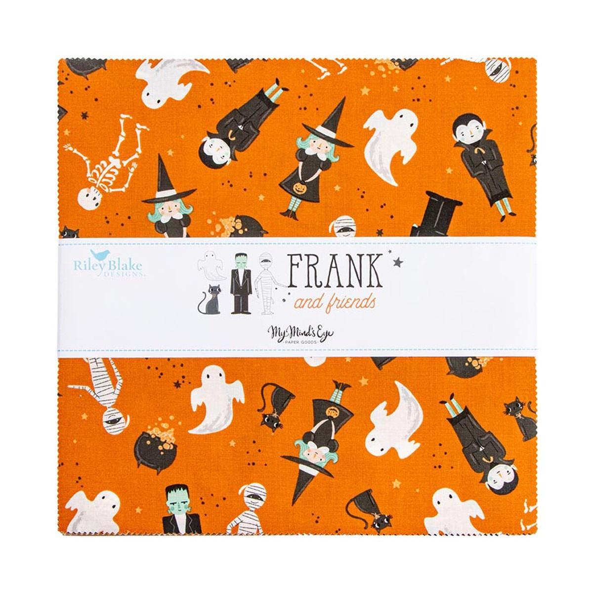 SALE Frank and Friends 10" Stacker Halloween Fabric - 10-17470-42 - 42-piece Precut - Riley Blake Quilting Cotton Fabric