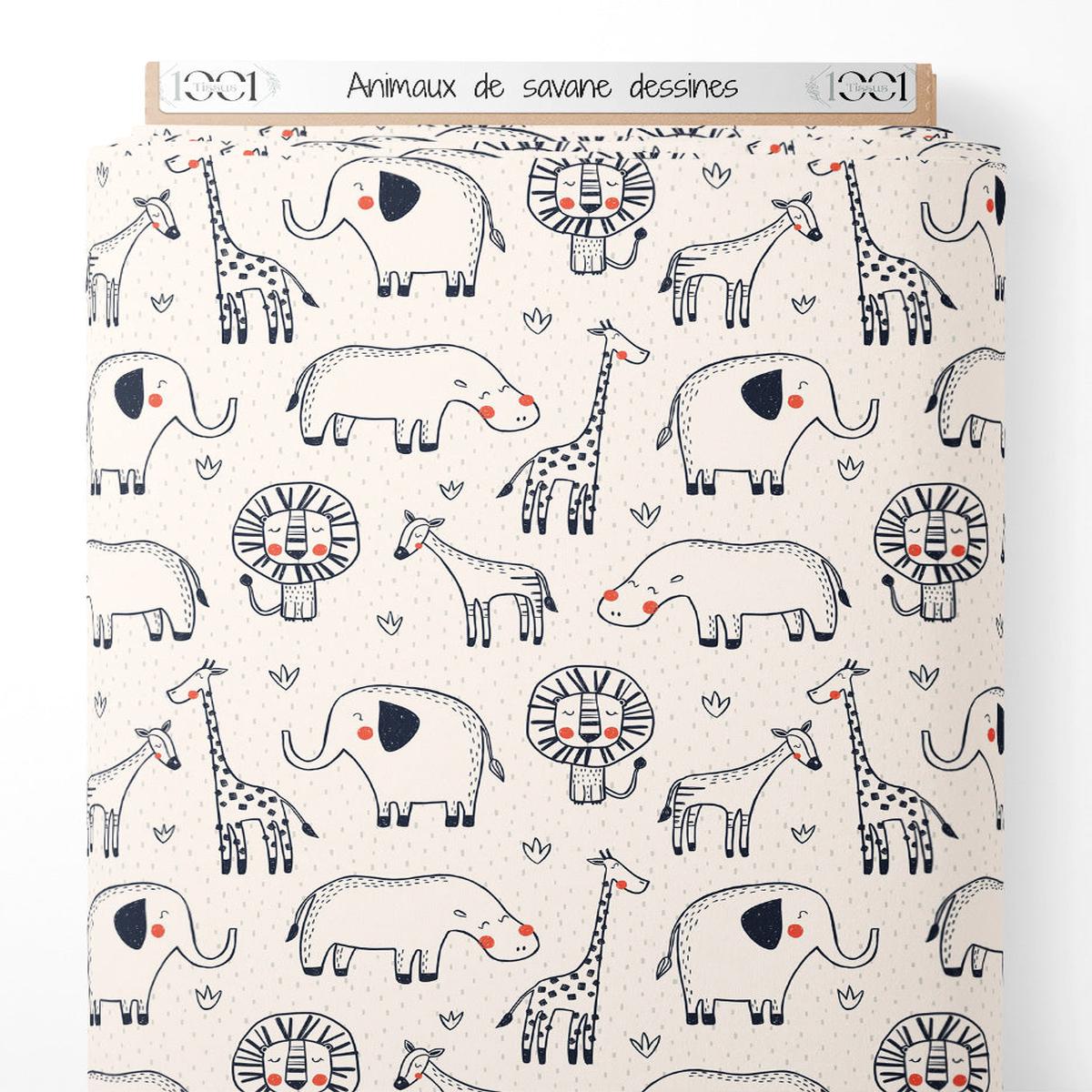 Tissu - Animaux de savane dessins