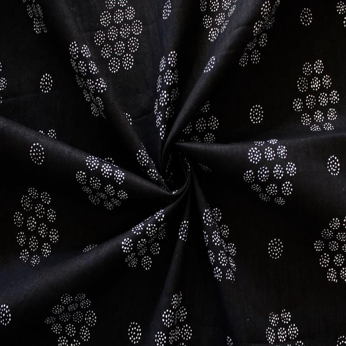 Black Abstract Printed Pure Cotton Fabric
