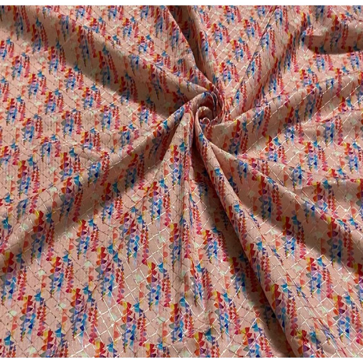 Digital Print Cotton With Embroidery Work