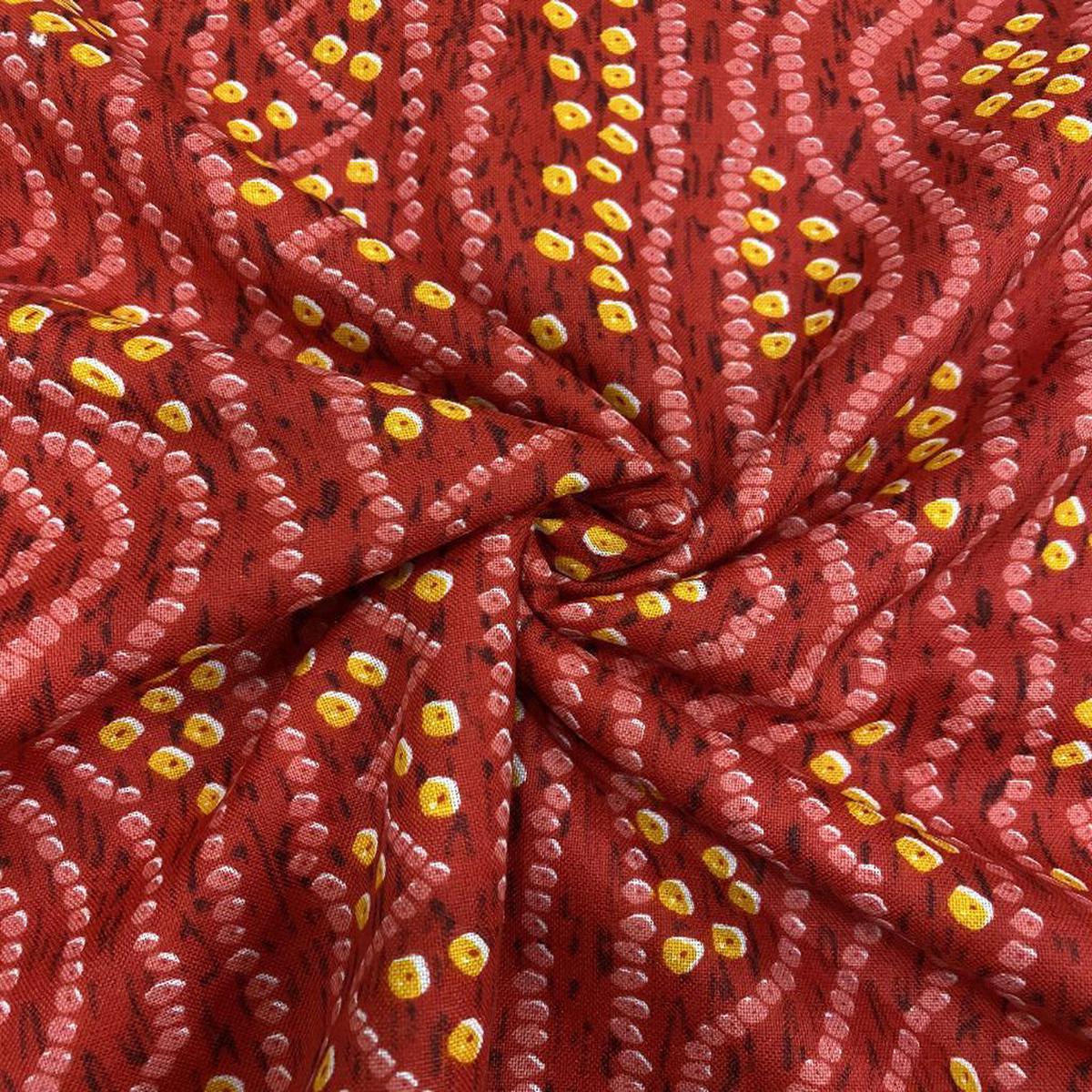 Red Abstract Printed Pure Cotton Fabric