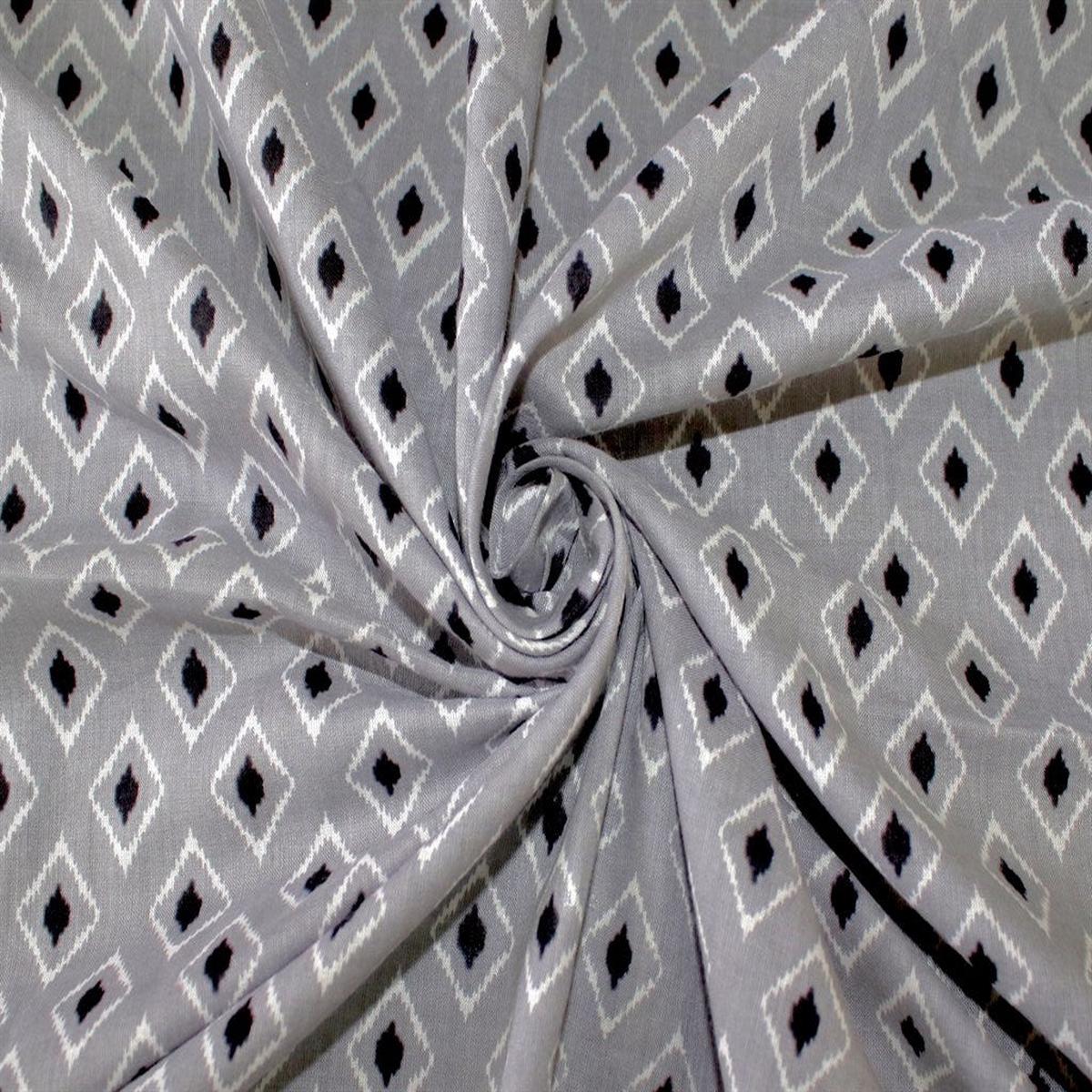 Gray Geometric Argyle Pure Cotton Fabric
