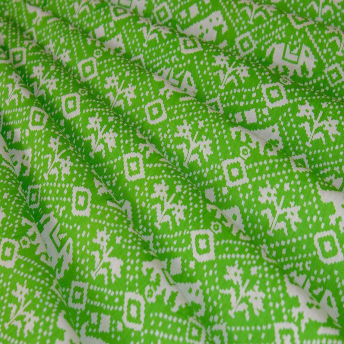 Green Abstract Patola Printed Pure Cotton Fabric