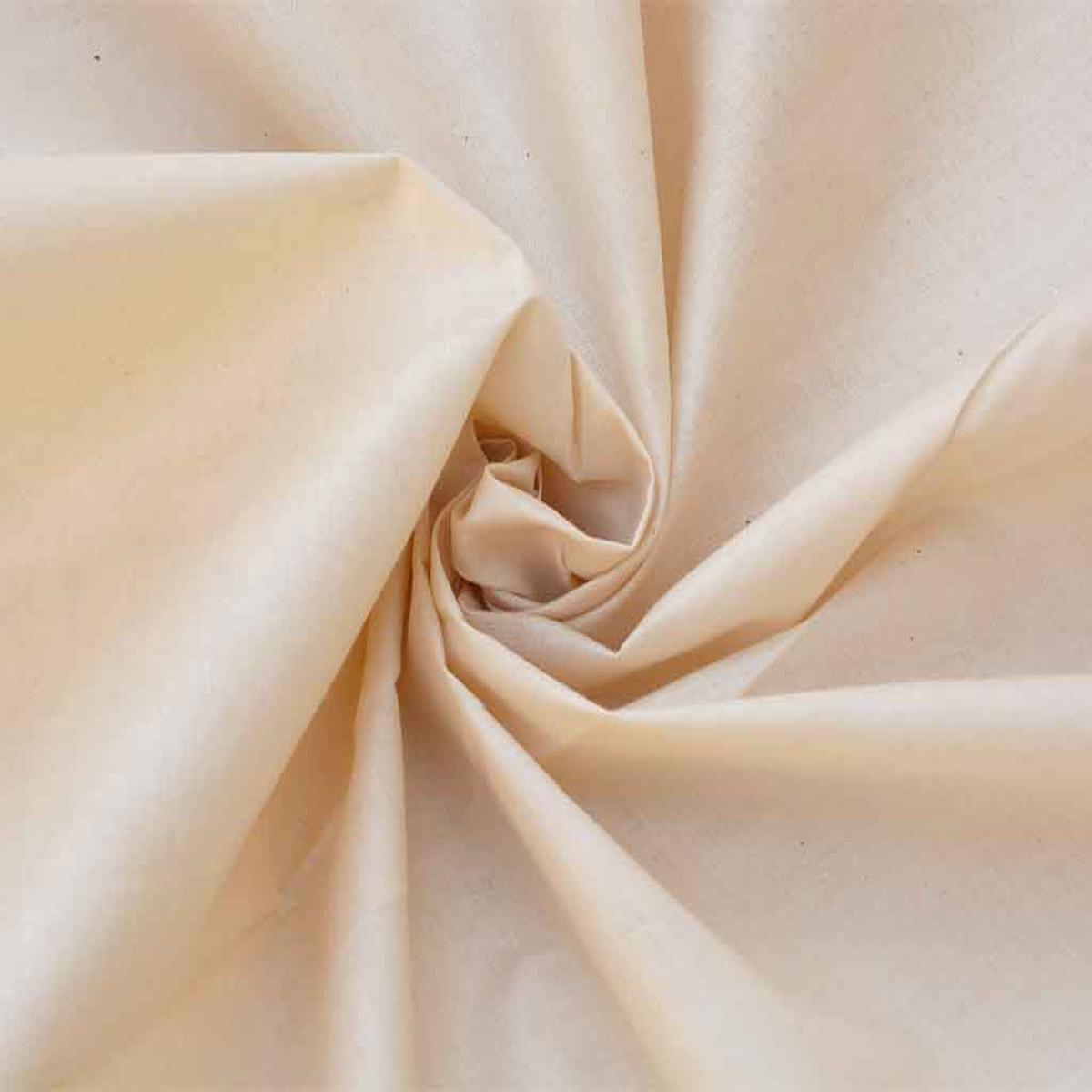 Natural Beige Plain Glazed Cotton Fabric