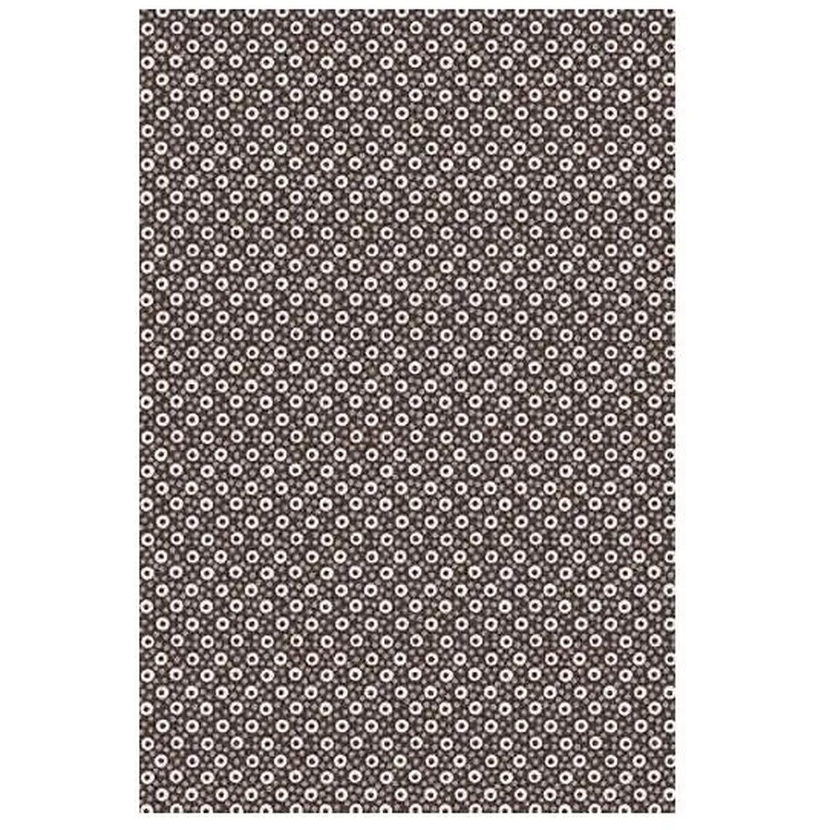 Sajou Oilcloth Fabric | Grey and Ecru Motif