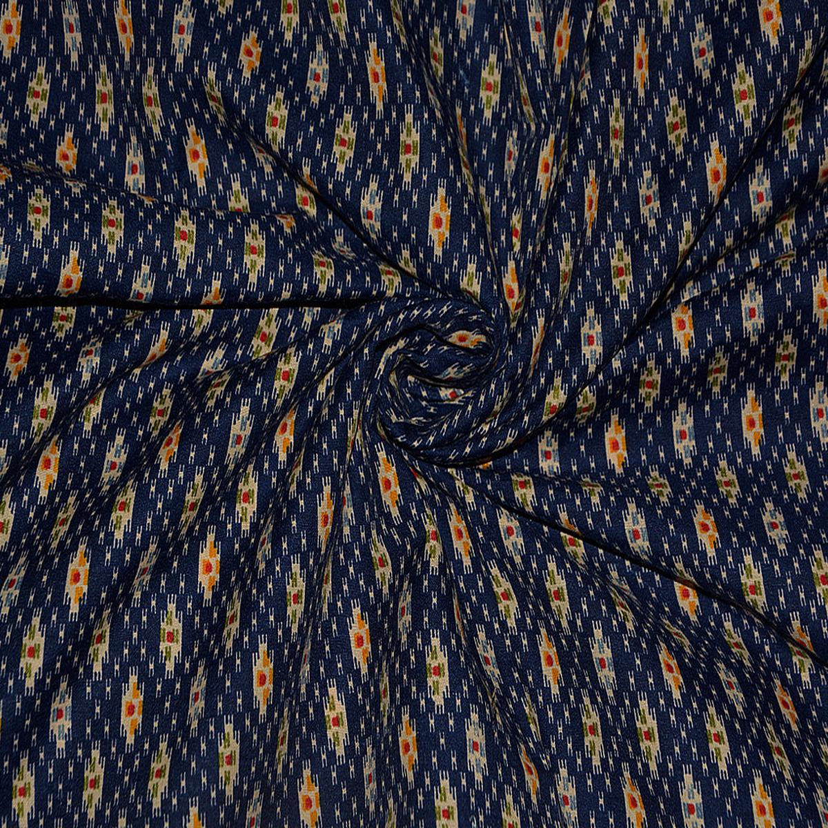 Precut of 2 Meter Multicolor Abstract Pure Cotton Fabric