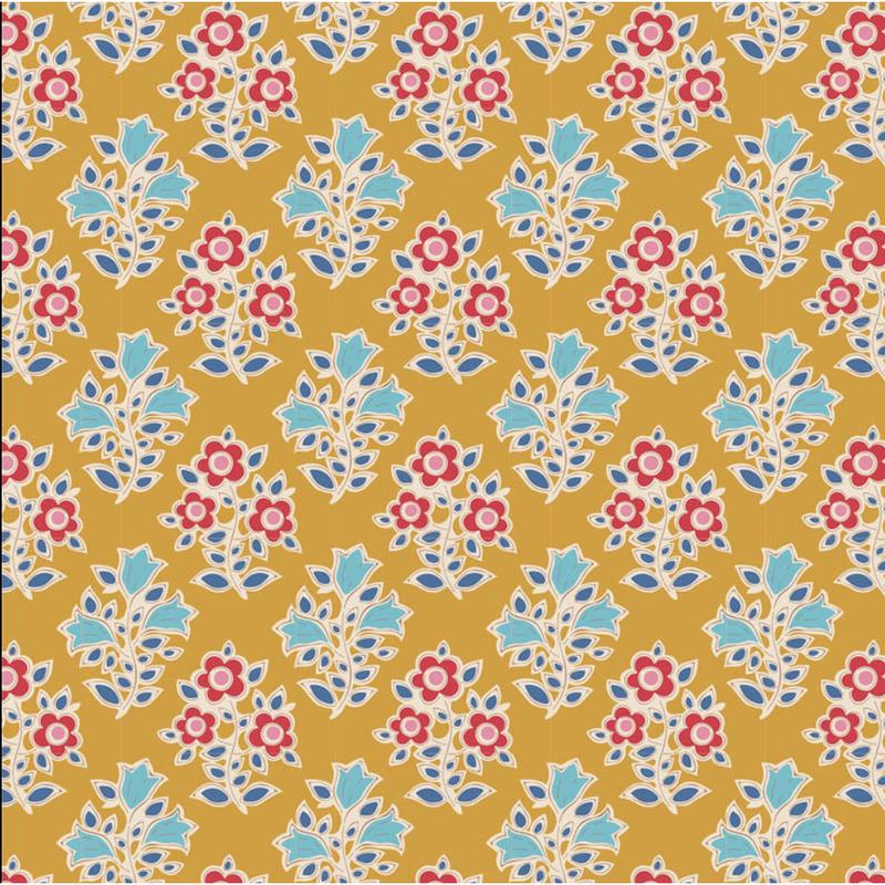 Tilda Fabrics Jubilee Blenders ~ TIL110098 ~ Farm Flowers ~ Mustard